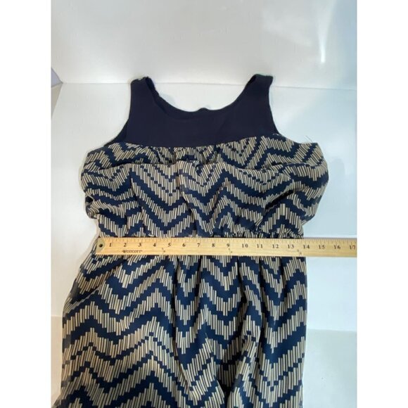 Enfocus Petite Chevron Sleeveless Maxi Dress Blue & Tan Women’s Size 10 - Picture 7 of 9